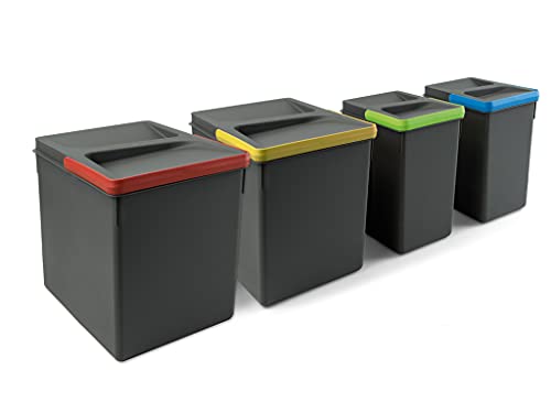 Emuca - Recycle Behälter für Küchenschublade, Höhe 266, 2x15L + 2x7L, Anthrazitgrauer Kunststoff, Kunststoff Emuca - Recycle Behälter für Küchenschublade, Höhe 266, 2x15L + 2x7L, Anthrazitgrauer Kunststoff, Kunststoff von Emuca