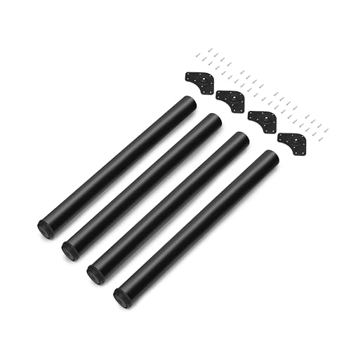 Emuca - Regulierbare Tischbeine Ø60x830mm, 4er Set aus Stahl, regulierbare Höhe 830-850mm, Schwarz von Emuca