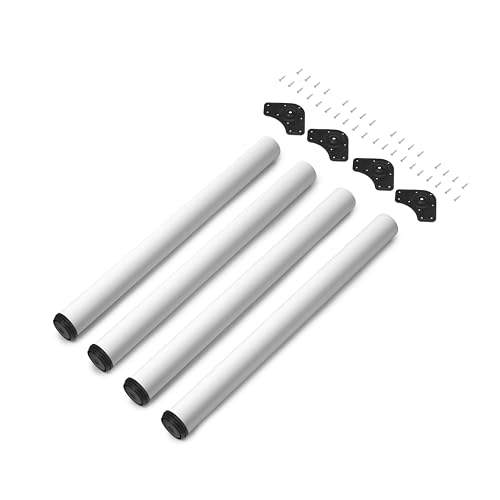 Emuca - Regulierbare Tischbeine Ø60x830mm, 4er Set aus Stahl, regulierbare Höhe 830-850mm, weiß von Emuca