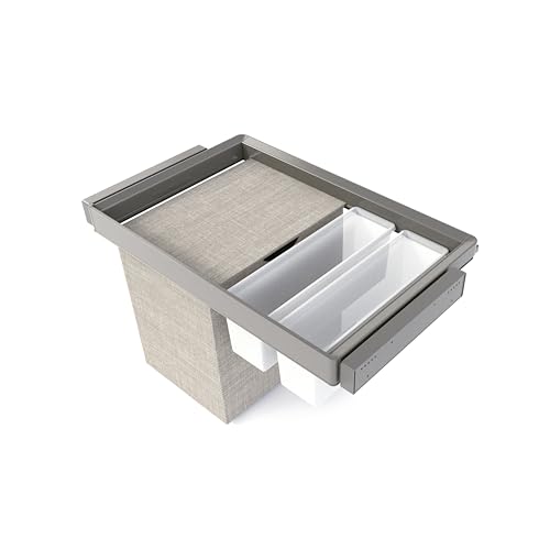 Emuca - Satz aus 2 Hilfstablett, 1 Wäschekorb und ahmen für Schrank Quartz, mit Soft-Close- und Vollauszugsschienen, Modul 60 cm, Titan-Oberfläche von Emuca
