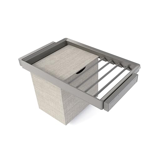 Emuca - Satz aus 7-Stangen-Hosenhalter, Wäschekorb und ahmen für Schrank Quartz, mit Soft-Close- und Vollauszugsschienen, Modul 80 cm, Titan-Oberfläche von Emuca