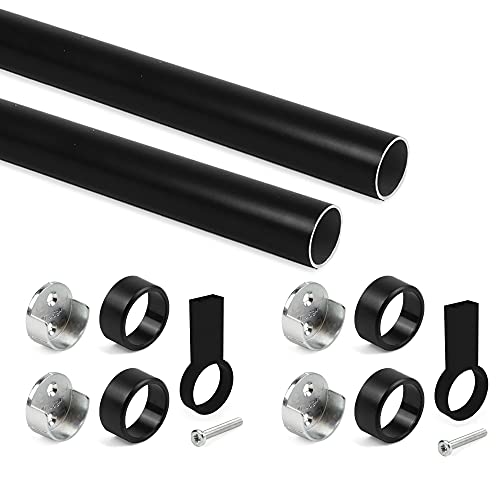 Emuca - Schrankstangen-Set Ø28, 1150mm, Schwarz, Aluminium und Zamak, Partie von 2 von Emuca