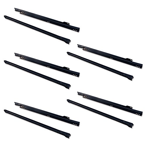 Emuca - Schubladenführungen mit Rollen und Teilauszug, Schwarz lackiert, 500 mm, 5 Stück Emuca - Schubladenführungen mit Rollen und Teilauszug, Schwarz lackiert, 500 mm, 5 Stück von Emuca