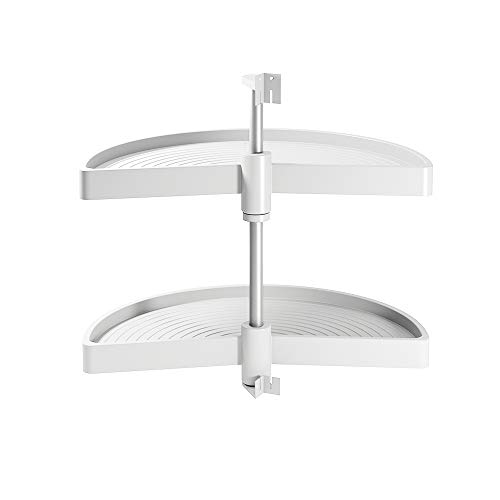 Emuca - Schwenkbeschlag mit Tablarboden für Küche Eckschrank, drehbeschlag halbkreis von Ø650mm für Eckschrank mit Breite 800mm, Weiß von Emuca