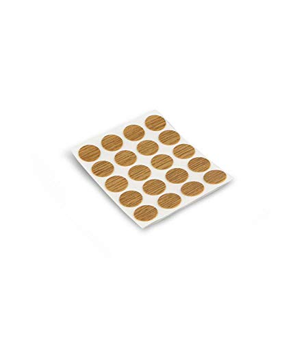 Emuca - Selbstklebende Abdeckungen Ø13mm, 200 Stück, Ideal zum Verbergen von Schraubenköpfen, Farbe Eiche von Emuca