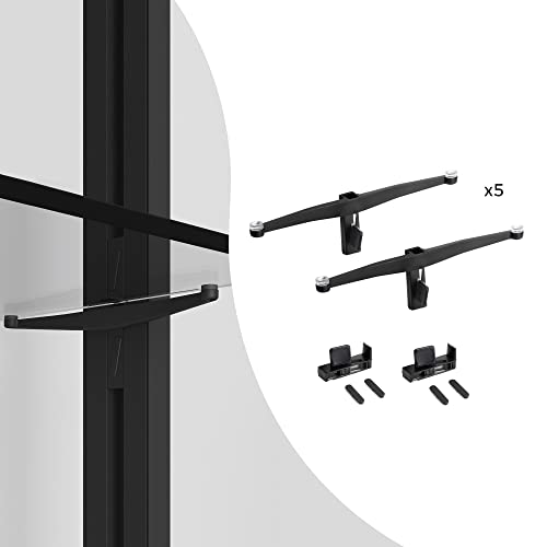 Emuca - Stützenset für Glasregale, Brettern Nicht enthalten,Zamak, Schwarz strukturiert, 5 Sets von Emuca