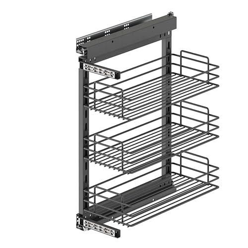 Emuca - TitaneStar-Auszugswagen mit Dämpfungssystem, Modul 300mm, Grau anthrazit, Stahl von Emuca