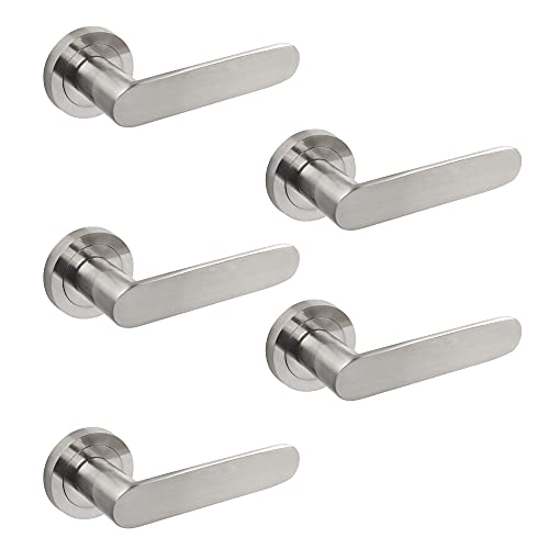 Emuca - Türgriffe für Innenttüren, 5 Türgriff-Set mit Rosetten für Zimmertüren D.50 mm, Aluminium, satiniertes Nickel. von Emuca