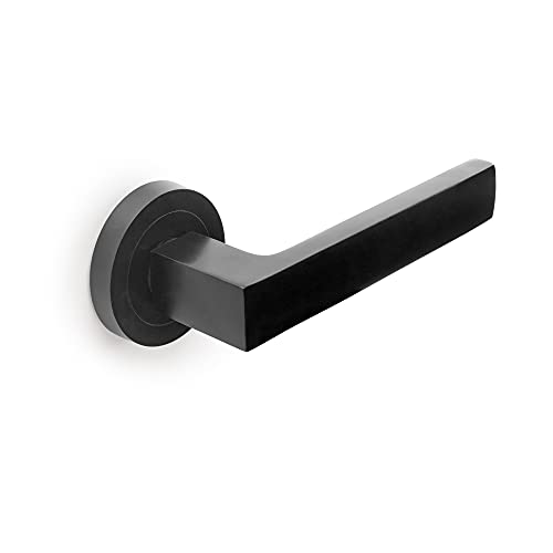 Emuca - Türgriffe für Innenttüren, Türgriff-Set mit Rosetten für Zimmertüren D.50 mm, Aluminium, Schwarz von Emuca
