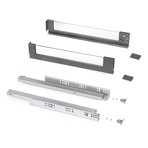 Emuca - Vertex Außenschublade 40 kg Höhe 93 mm mit Glaswänden, 500 mm, Grau anthrazit, Stahl und Aluminium und Glas, 1 Set Emuca - Vertex Außenschublade 40 kg Höhe 93 mm mit Glaswänden, 500 mm, Grau anthrazit, Stahl und Aluminium und Glas, 1 Set von Emuca