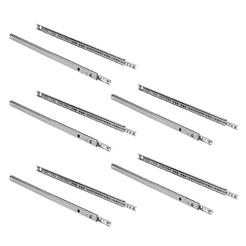 Emuca 3009205 5 Sets (10 Stück) Schubladenführungen, teilauszug mit Rollen 17mm x 374mm von Emuca