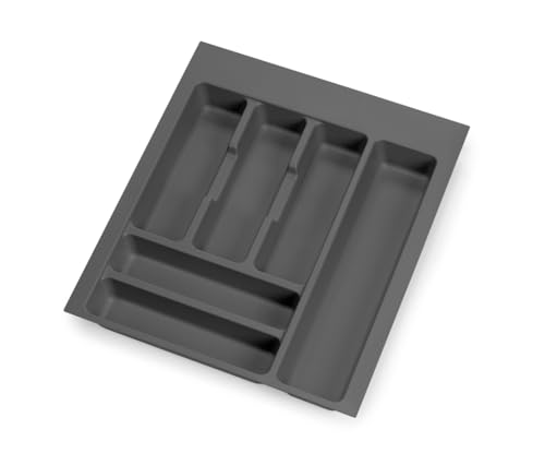 emuca Besteckeinsatz Optima für Schrankbreite 45 cm, Rand schneidbar (B 354-386 x T 418-482), Kunststoff, Anthrazitgrau von Emuca