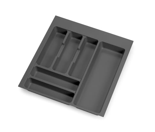 emuca Besteckeinsatz Optima für Schrankbreite 50 cm, Rand schneidbar (B 404-436 x T 418-482), Kunststoff, Anthrazitgrau von Emuca