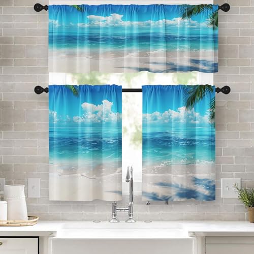 Emvency 91,4 cm Küchengardinen Strand Ozean Fenstervorhänge und Volants 3er Set Blau Meer Sommer Küste Kurzstöckiger Vorhang Vintage Kleine Küche Dekor Emvency 91,4 cm Küchengardinen Strand Ozean Fenstervorhänge und Volants 3er Set Blau Meer Sommer Küste Kurzstöckiger Vorhang Vintage Kleine Küche Dekor von Emvency