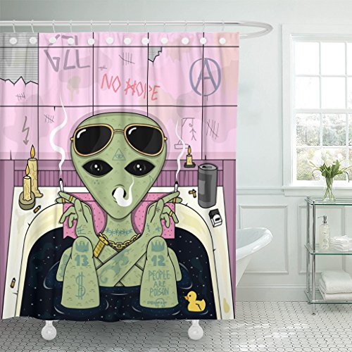 Emvency Duschvorhang Trippy Brille Wasserdicht Polyester Stoff 152 x 183 cm Set mit Haken von Emvency