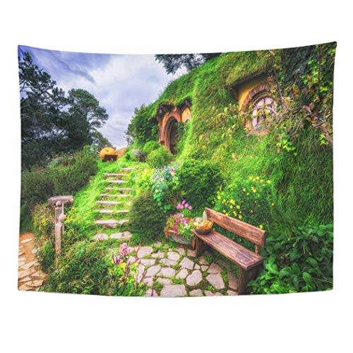 Emvency Wandteppich Wandbehang Kunst Natur Home Bilbo Baggins und Garten in Hobbiton Neuseeland für Wohnzimmer Schlafzimmer Wohnheim Dekor in 60 x 80 Zoll von Emvency