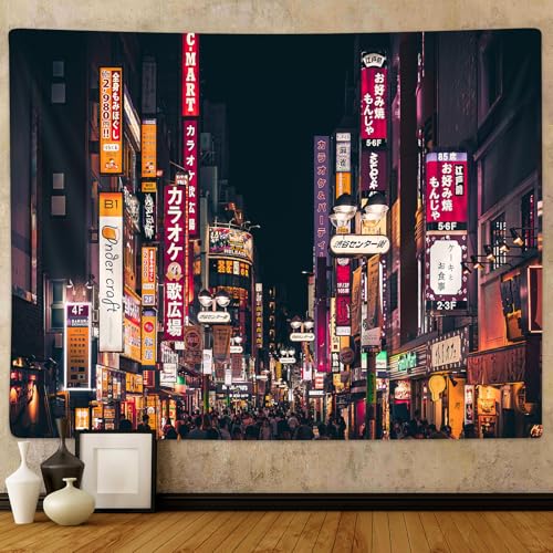 Emwnodti Japanische Stadt-Wandteppich, Tokyo Nachtsicht, japanische Straßenszene, Stadtbild, Wandteppiche, asiatischer japanischer Anime-Wandteppich, für Schlafzimmer, Schlafsaal, Zuhause, Offiece Emwnodti Japanische Stadt-Wandteppich, Tokyo Nachtsicht, japanische Straßenszene, Stadtbild, Wandteppiche, asiatischer japanischer Anime-Wandteppich, für Schlafzimmer, Schlafsaal, Zuhause, Offiece von Emwnodti