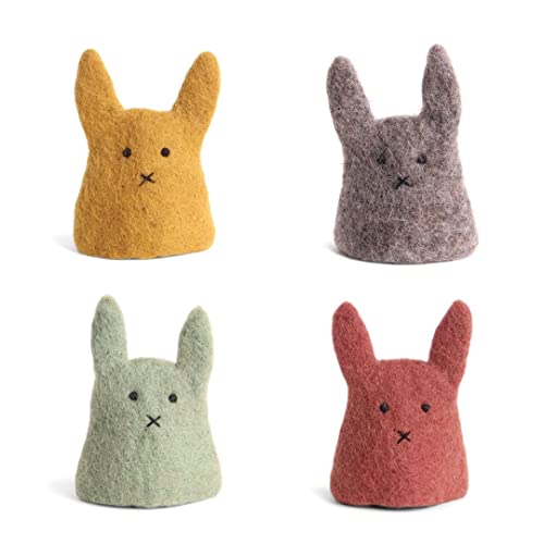 Èn Gry & SIF Eierwärmer Hase I handgemacht aus Natur-Filz, fair-Trade I Ostern oder Weihnachten I Eier-Warmhalter 4 Stück von Én Gry & Sif