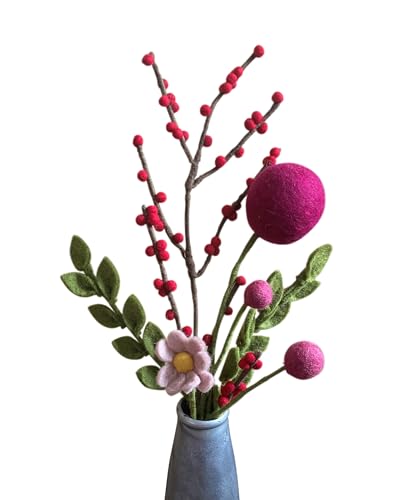 Én Gry & Sif 7 Filzblumen - Kleiner Blumengruß - Blumenstrauß - Fair Trade - handgemacht (XXL-rot) von Én Gry & Sif