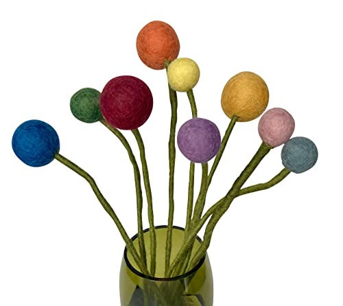 Én Gry & Sif 9 Filzblumen - Kleiner Blumengruß - Blumenstrauß - Fair Trade - handgemacht (bunt) von Én Gry & Sif