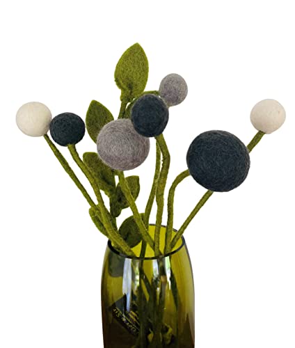 Én Gry & Sif 8 Filzblumen - Kleiner Blumengruß - Blumenstrauß - Fair Trade - handgemacht (grau) von Én Gry & Sif