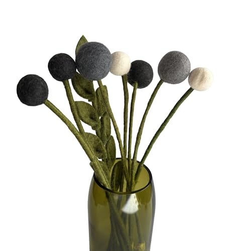 Én Gry & Sif 8 Filzblumen - Kleiner Blumengruß - Blumenstrauß - Fair Trade - handgemacht (grau) von Én Gry & Sif