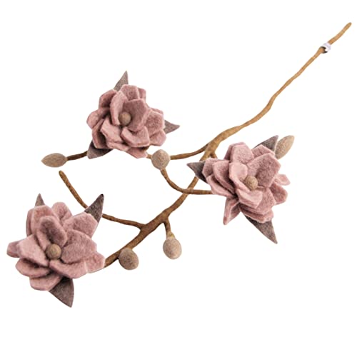 Gry & SIF Magnolie-Zweig aus Filz, Flexibler Stiel, Deko-Zweig für Vasen, Handmade, Fairtrade |1x Zweig mit rosa Blüten, 60cm von Én Gry & Sif