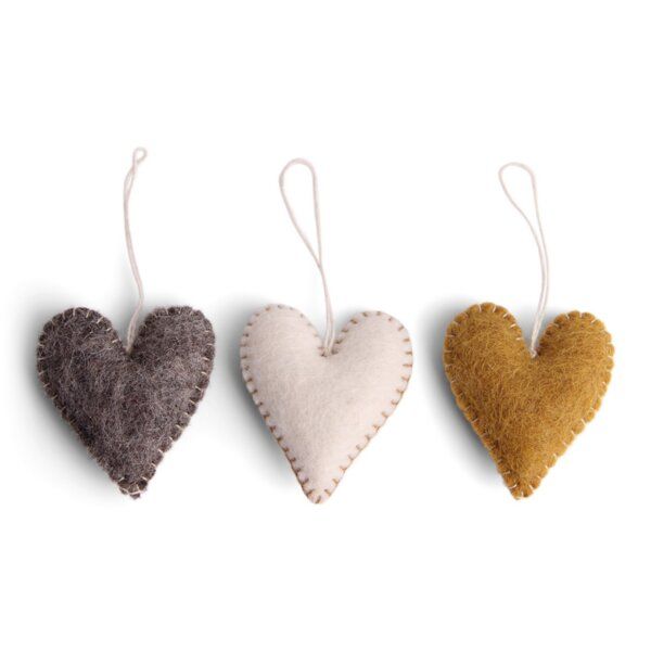 Gry & Sif Filz-Herzen Ockerfarben 3er Set von Gry & Sif