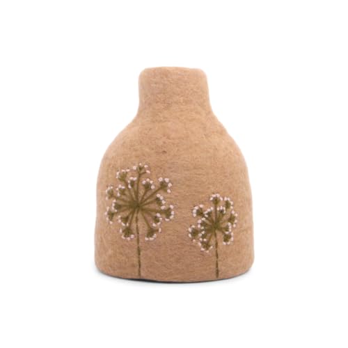 Én Gry & Sif Filz-Vasenhülle | wundervolle Cover-Up Vase aus Filz mit zusätzlichem Glas perfekt für einzelne Blumen | Hellbraun H13 x Ø8 cm… von Én Gry & Sif