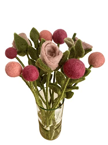 Én Gry & Sif - Filzblumen Strauß Blumen aus Filz - Blumenstrauß - Fair Trade - handgemacht (Rosenrot) von Én Gry & Sif