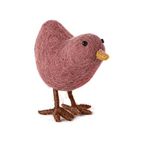 Gry & SIF Filzküken zum Aufhängen oder Hinstellen, Osterdeko, Osterküken, Osteranhänger, Ostern, Frühlingsdeko aus Filz, Fairtrade, Handmade, Scandi | 1x Küken, Altrosa, H10 x B8 cm von Én Gry & Sif