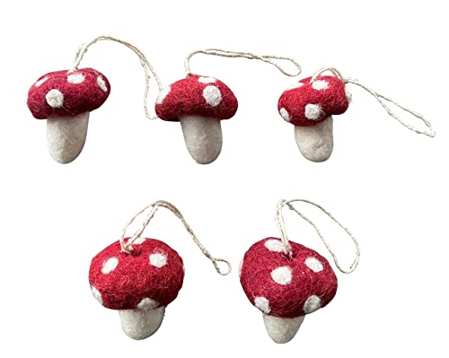 Én Gry & Sif Pilze Glückspilze (5er Set), Herbst Deko Filz, Hand-Made, fair-Trade zum Aufhängen (Fliegenpilze) von Én Gry & Sif