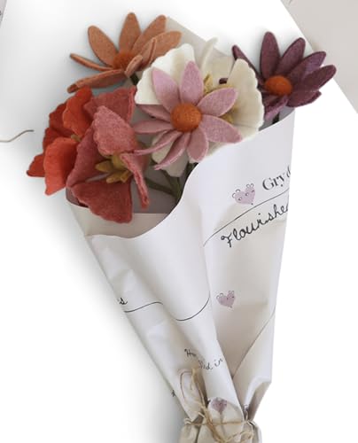Gry & Sif Sommerblumen aus Filz (Mohnblumen, Kosmeen) Filzblumen Blumenstrauß Muttertag (Sommerstrauß gemischt) von Én Gry & Sif