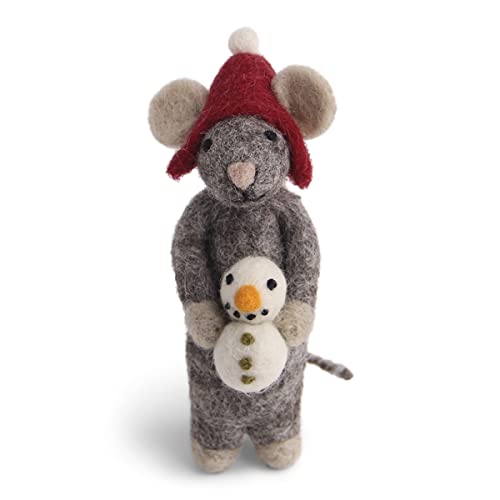 Weihnachtsanhänger Baumschmuck Maus mit Schneemann von Én Gry & Sif