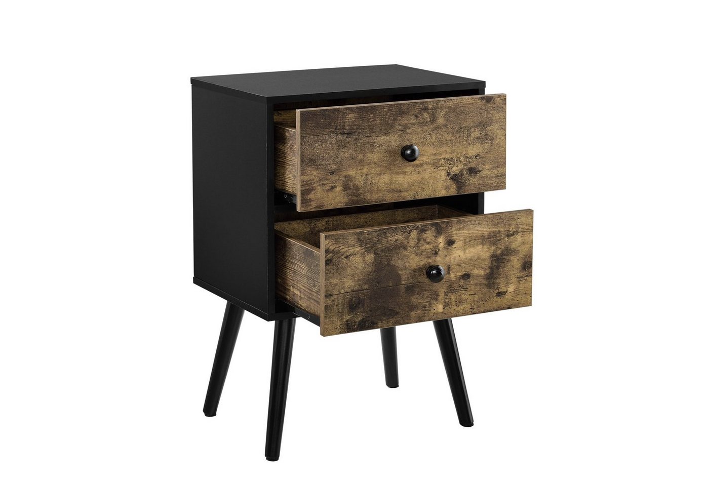 en.casa Nachttisch, »Andernach« Nachtkommode mit 2 Schubladen Schwarz / Holzfarben en.casa Nachttisch, »Andernach« Nachtkommode mit 2 Schubladen Schwarz / Holzfarben von En.Casa