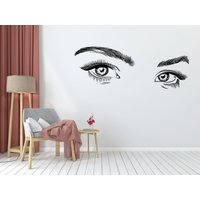 Beauty Girl Augen Salon Aufkleber, Eye Lashes Wand Vinyl Fashion Style Wandbild Friseur Aufkleber Interior, Decor 1259Es von EnSuArtDecals
