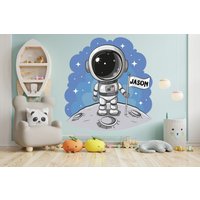 Benutzerdefinierte Name Astronaut Wandtattoo, Raum Mond Dekor, Kinderzimmer, Spielzimmer Vinyl Aufkleber, Wand Kunst Dekor 1045Es von EnSuArtDecals