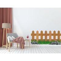 Holzzaun Wandtattoo, Gras Gartenzaun Steine, Bauernzaun Mit Babyzimmer Kinderzimmer Wandsticker 1041Es von EnSuArtDecals