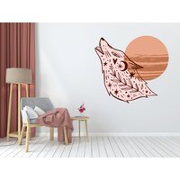 Howling Wolf Moon Wanddeko Aufkleber Wandaufkleber Sie Mond Vinyl Tiere Wand Vinyl Kinderzimmer Wild Haustier Wandbilder 1158Es von EnSuArtDecals