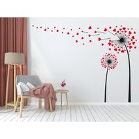 Löwenzahn Herzen Wandtattoa, Blumen Pusteblumen Wandaufkleber, Saat Vinyl Aufkleber, Aufkleber Wanddeko 1032Es von EnSuArtDecals