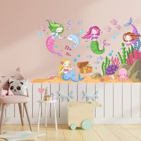 Meerjungfrau Meer Welt Unterwasseraquarium Wanddeko, Fisch Vinyl Wandaufkleber, Wand Bad Dekor, Kinderzimmer Ozean Dekor 1139Es von EnSuArtDecals