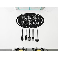 Meine Küche Meine Regeln Wandtattoo, Zitate Dekor, Essen Mama Geschenke, Vinyl Aufkleber, Esszimmer Wand Dekor 873Es von EnSuArtDecals