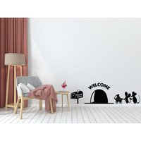 Mouse Hole Wandkunst Aufkleber, Mini Maus Familie Wanddeko, Lustiges Kinderzimmer House Vinyl Cartoon Aufkleber Für Kinder 1134Es von EnSuArtDecals