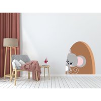 Mouse Hole Wandkunst Aufkleber, Mini Maus Familie Wanddeko, Lustiges Kinderzimmer House Vinyl Cartoon Aufkleber Für Kinder 1135Es von EnSuArtDecals