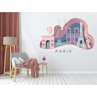 Paris City Skyline Wanddeko Vinyl Aufkleber Stadt Wandtattoal Frankreich Home Decor Wohnzimmer Büro Dekor 1151Es von EnSuArtDecals