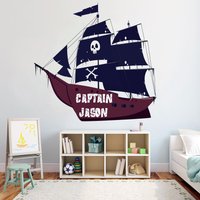 Piratenschiff Wandtattoal, Kinderzimmer Wandaufkleber, Wanddeko, Jungen Schlafzimmer Segelmeer Ozean Aufkleber 1004Es von EnSuArtDecals