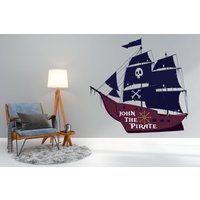 Piratenschiff Wandtattoal, Piraten Wandsticker, Kinderzimmer Wanddeko, Jungen Schlafzimmer Segelmeer Ozean Aufkleber 1005Es von EnSuArtDecals