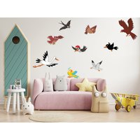Set Vögel Wandtatto, Fliegende Wandtattooben Kunst, Kinderzimmer Wanddeko, Spielzimmer Wandaufkleber 1030Es von EnSuArtDecals