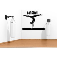 Wandtattoo Gymnastik Personalisiert, Gymnastik, Wandtattoo, Name Mädchenzimmer, Tanzende Mädchen, Ballerina, Kinder Kunst 1416Es von EnSuArtDecals