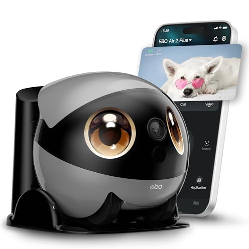 Enabot EBO Air 2 Plus,AI Intelligenter Fahrbare Roboter für die Heimüberwachung mit Benutzerdefiniertes Gesichtsbild,3K Überwachungskamera mit Akku,Haustierkamera mit 2-Wege-Audio (Orbit Grau) von Enabot EBO